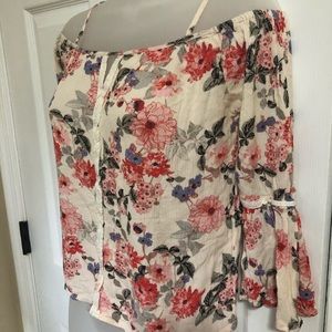 Floral Cold-shoulder Peasant Blouse